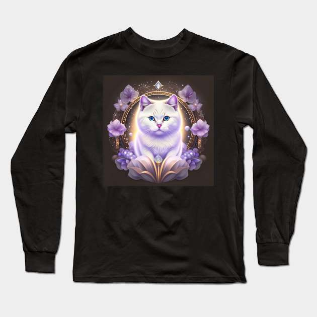 Symbolic White British Shorthair Long Sleeve T-Shirt by Enchanted Reverie